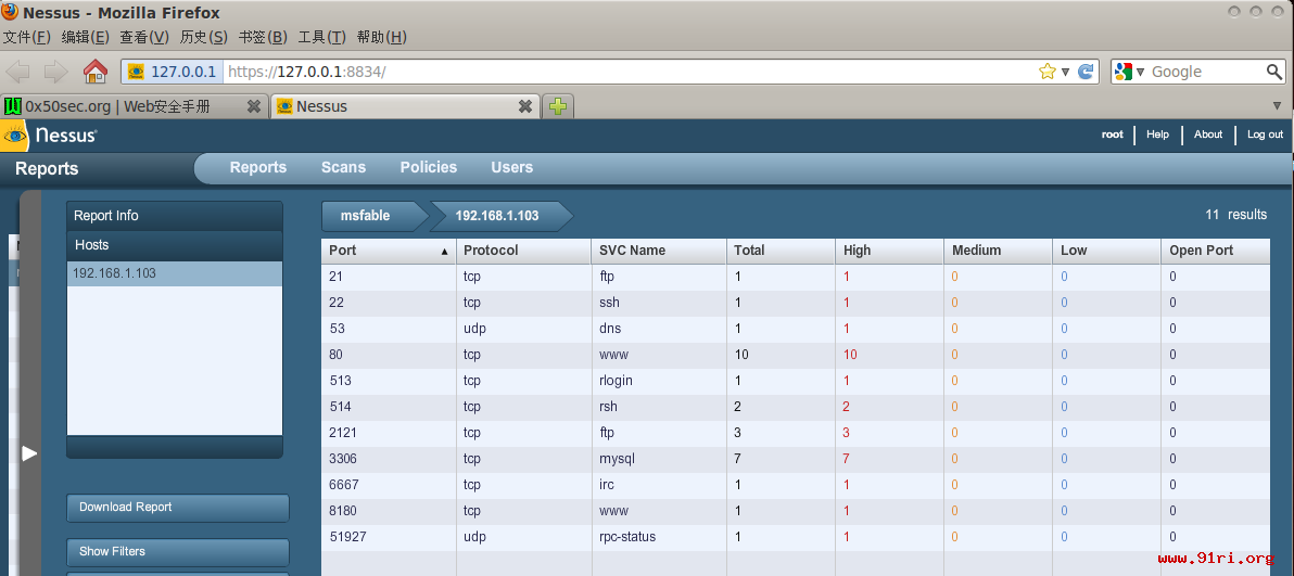nessus scan report